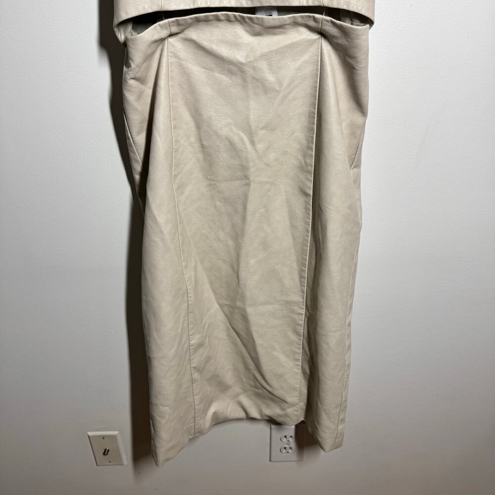 7 For All Mankind Faux Smooth Leather Midi Dress L In Bone NWT Square Neck Boho - Picture 5 of 8